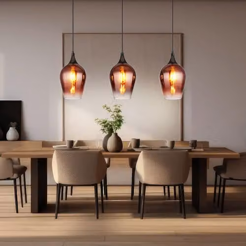 Globo Lighting Modern Suspended Pendant Light in Black and Copper with Glass Lampshades, Width: 83 cm – 2