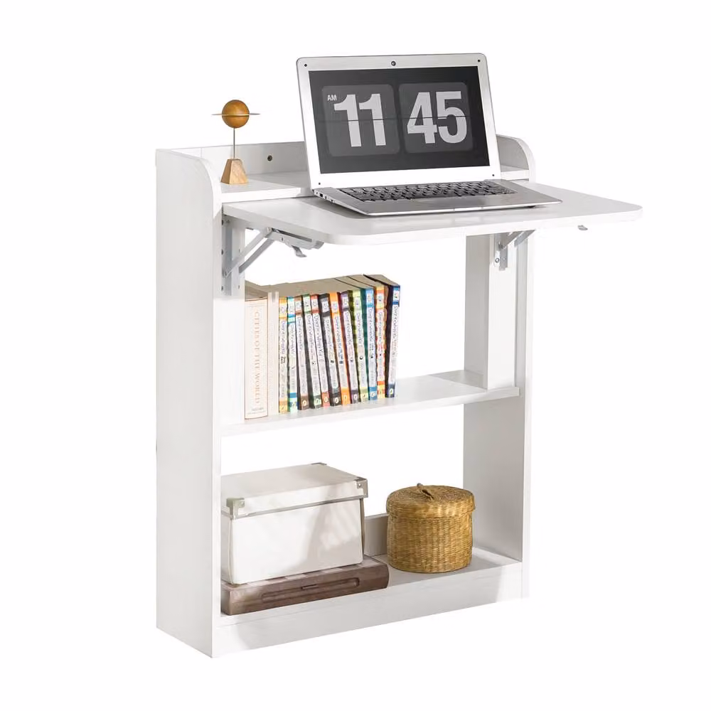SoBuy Minimalist White Wall-Mounted Folding Secretary Desk – 2