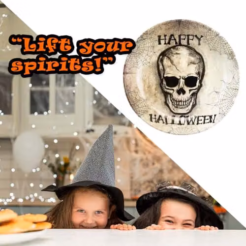 VFM e-Store Halloween Skull Round Dip Bowl, White, Diameter: 6 cm – 7