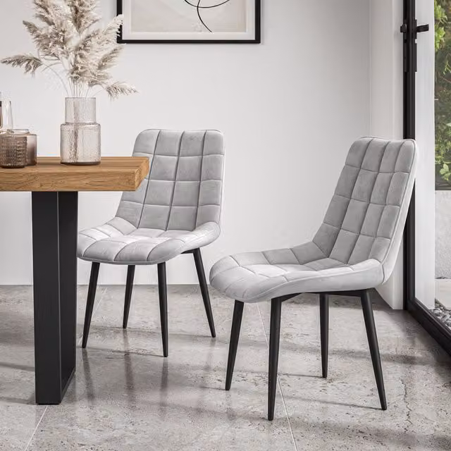 More4Homes Nova Modern Velvet Dining Chair Set of 2 - Grey