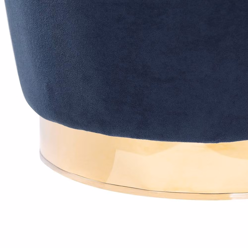 Wyld and Coco Dark Blue Velvet Tub Armchair with Gold Metal Base – 5