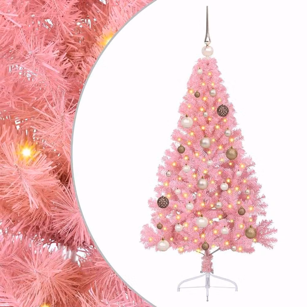 Berkfield Home Artificial Pre-lit Pink Christmas Tree with 150 LEDs, Height: 150 cm – 2