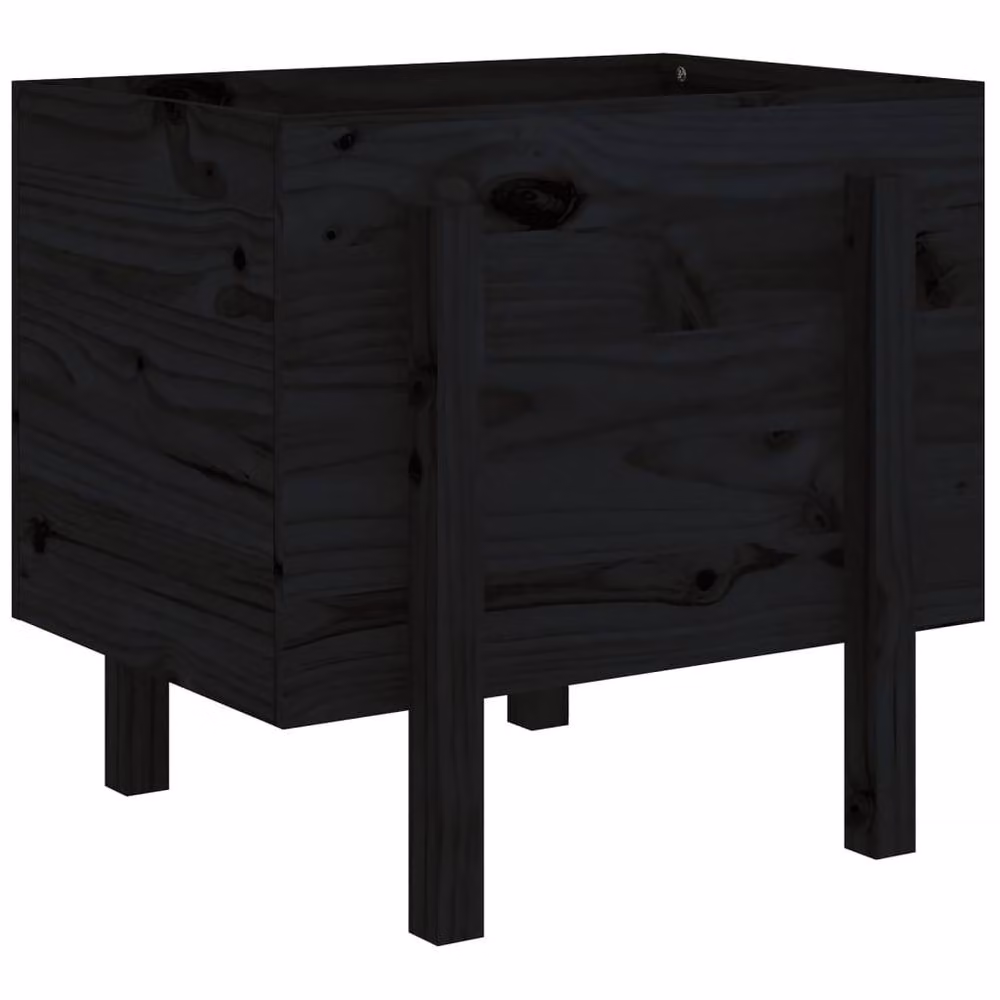 Berkfield Home Beautiful Garden Planter in Black Solid Wood Pine, W/D/H: 62 x 50 x 57 cm – 3