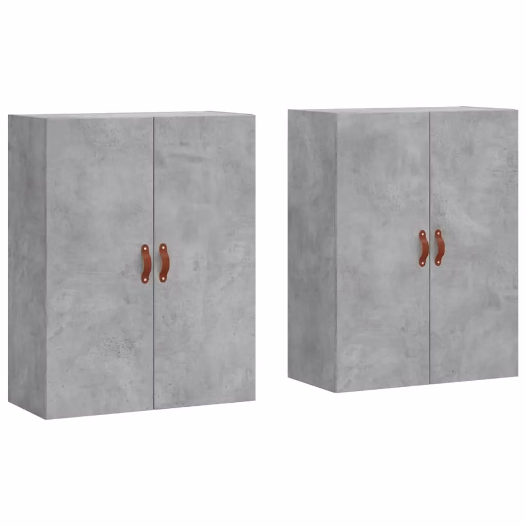 Berkfield Home Wall Mounted Cabinets, 2 Pack, Concrete Grey, W: 69.5 cm, D: 34 cm, H: 90 cm – 2
