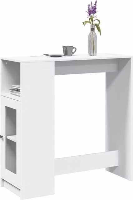 Berkfield Home Bar Table with Racks in White, W/D/H: 101 x 40 x 103.5 cm