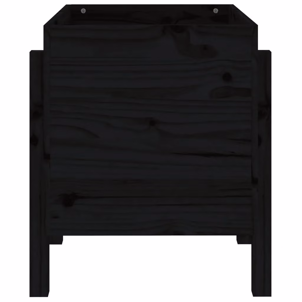 Berkfield Home Black Solid Wood Pine Garden Planter Tub W: 62 cm, D: 50 cm, H: 57 cm – 4