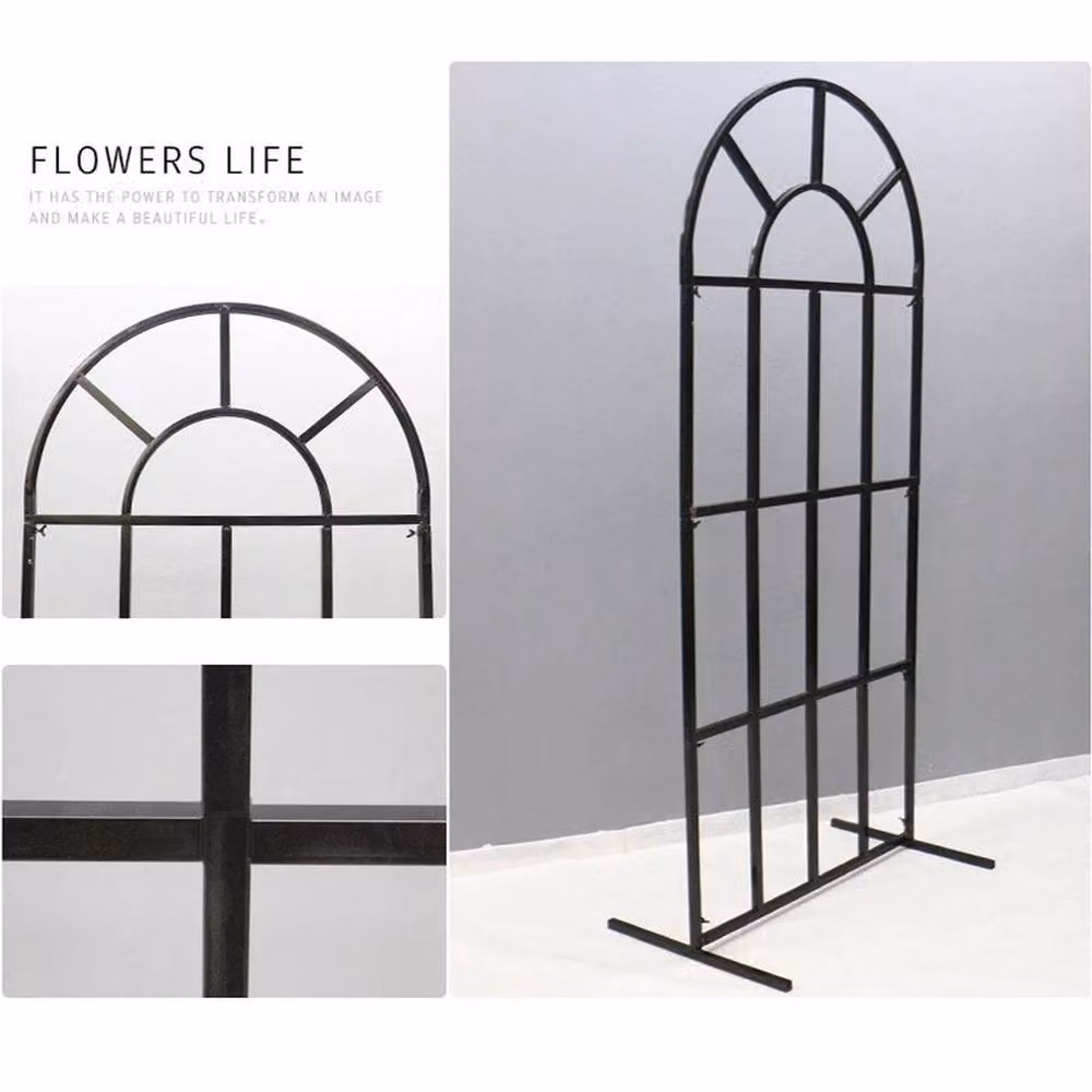 FLAVORA Black Large Wedding Arch Door Backdrop Stand – 4