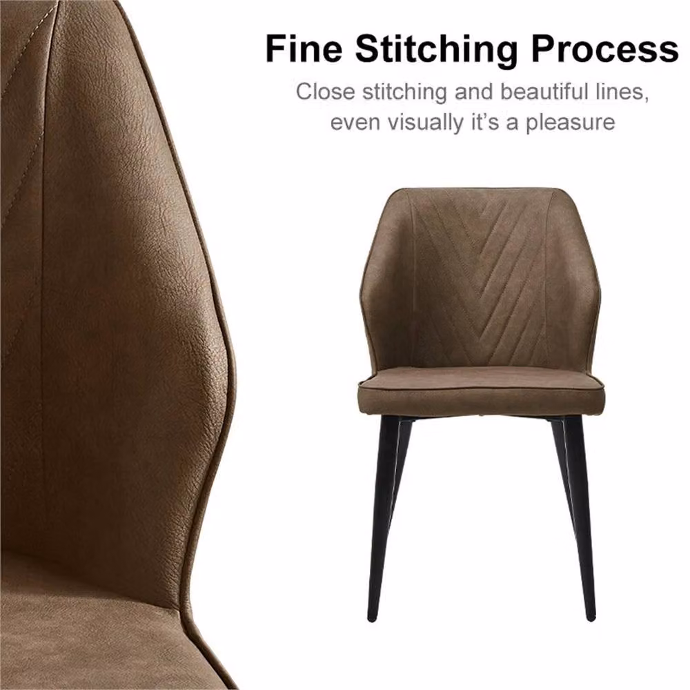 Kelvenix Set of 2 Faux Leather Soft Padded Dining Chairs in Brown – 6