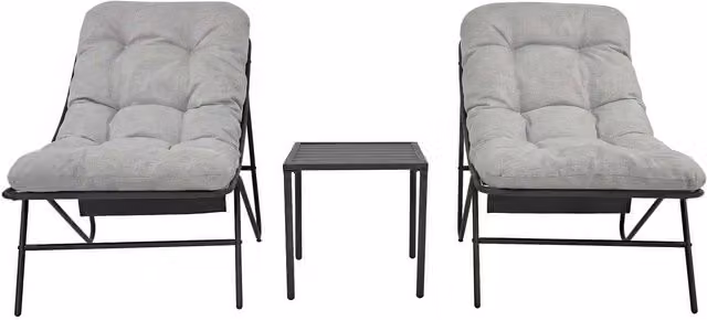Monstershop Jardi 3 Piece Grey Metal Garden Bistro Set – 1