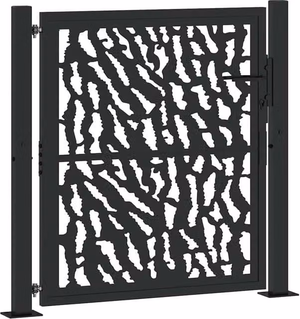 Berkfield Home Black Steel Garden Gate, W: 105 cm, H: 106 cm