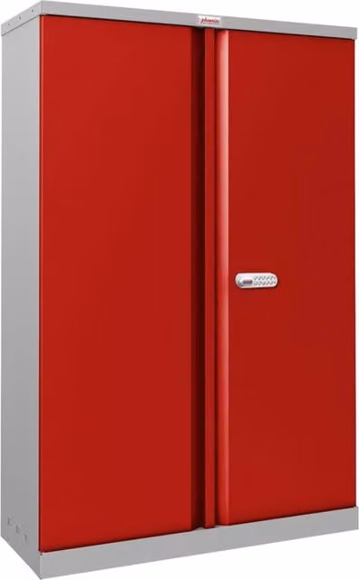 Phoenix Safe Company SCL1491GRE Steel Storage Cupboard in Grey and Red with Electronic Lock, H 140 cm x W 100 cm x D 30 cm