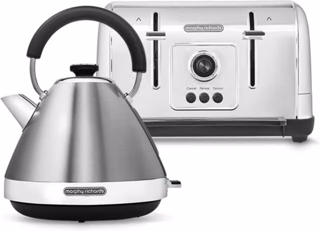 Morphy Richards Venture Stainless Steel Kettle and Toaster Set in Silver