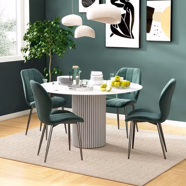 HOMCOM Set of 4 Modern Kitchen and Dining Chairs in Emerald Green Velvet