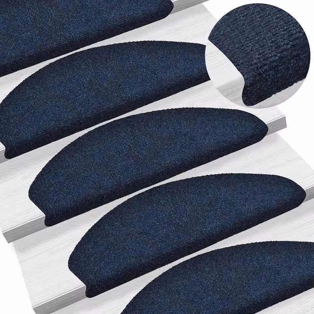 Berkfield Home Self-adhesive Needle Punch Stair Mats, 5 Pack, Blue, W: 65 cm, D: 21 cm, H: 4 cm