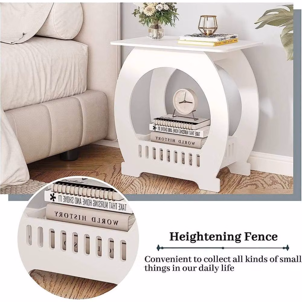FORGEVIO Arch Modern Small Bedside Table Cabinet in White, W/D/H: 44 x 30 x 46 cm – 2