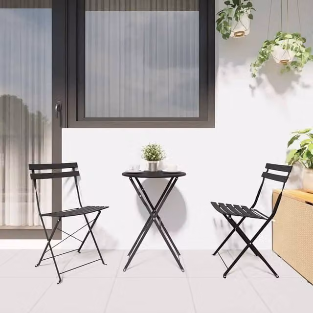 Berkfield Home Anthracite Metal Foldable Outdoor Chairs in Black