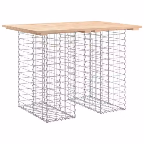vidaXL Gabion Design Garden Table in Brown Treated Pine Wood, W/D/H: 100 x 70 x 72 cm