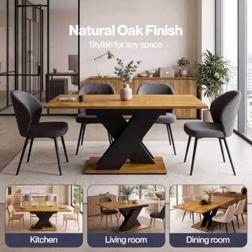Levede Scandinavian Extendable Dining Table in Brown and Black, Rectangular Wood Table with Butterfly Leaf, W/D/H: 120 x 80 x 75 cm – 6
