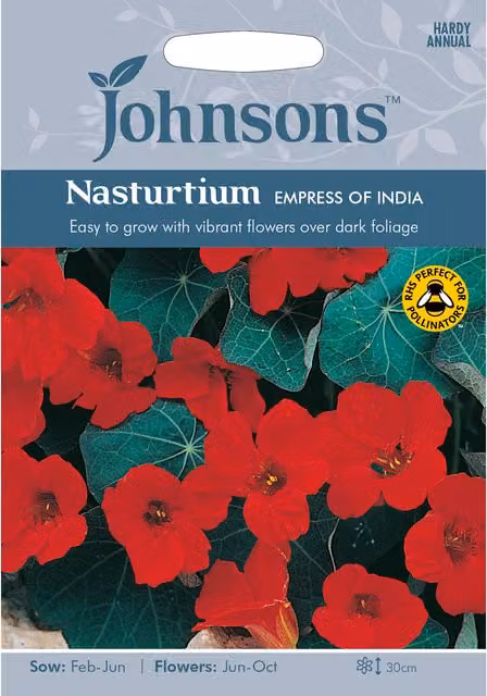 Johnsons Empress of India Nasturtium Red Ornamental Flower Seeds