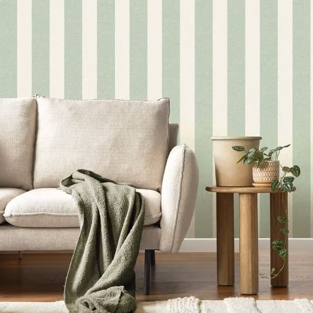 Fine Decor Modern Abstract Striped Wallpaper in Green and White