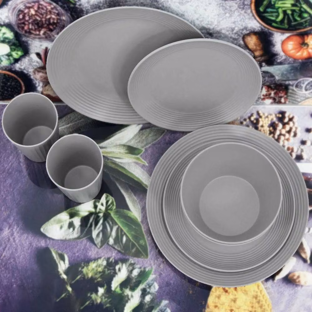 NESTLUNE 24-Piece Grey Melamine Picnic Tableware Set – 3