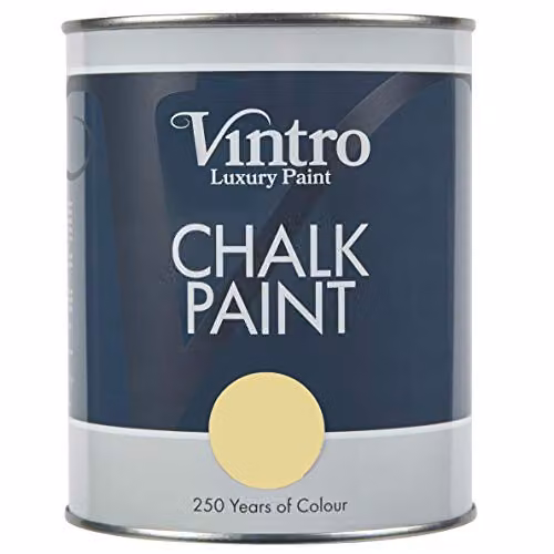 Vintro Chalk Paint in Xanthe Yellow, 1 Litre, Ultra Matt Water-Based Finish