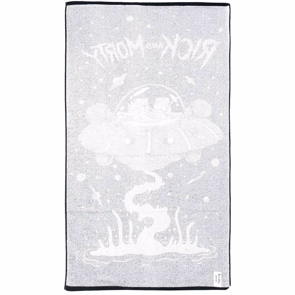 Rick & Morty UFO Graphic Cotton Towel in Black, W: 140 cm, H: 70 cm – 2