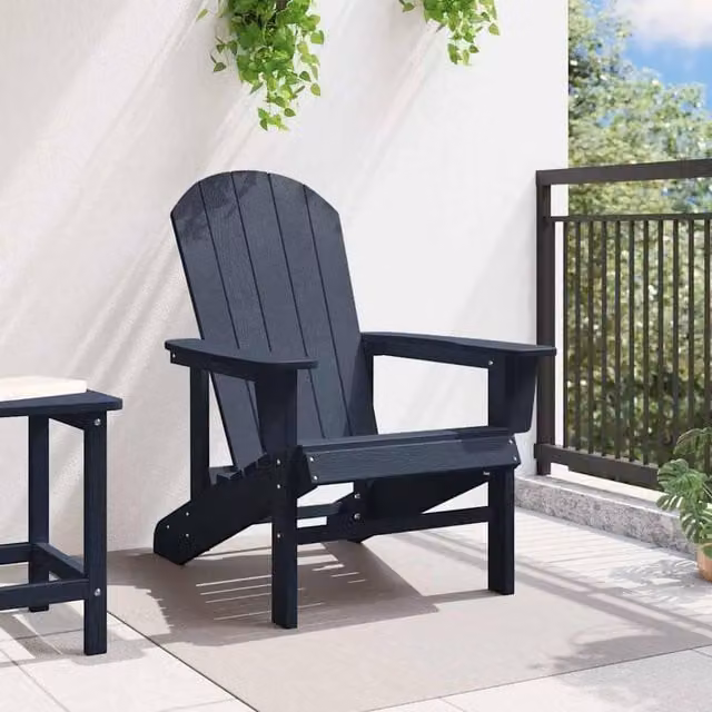 Berkfield Home Traditional Adirondack Chair in Navy Blue, W: 74 cm, D: 82 cm, H: 91 cm – 1