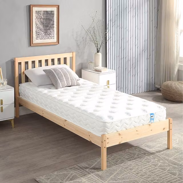 Home Treats Single Pocket Sprung Mattress in White, W/D/H: 90 x 190 cm, Medium Firmness