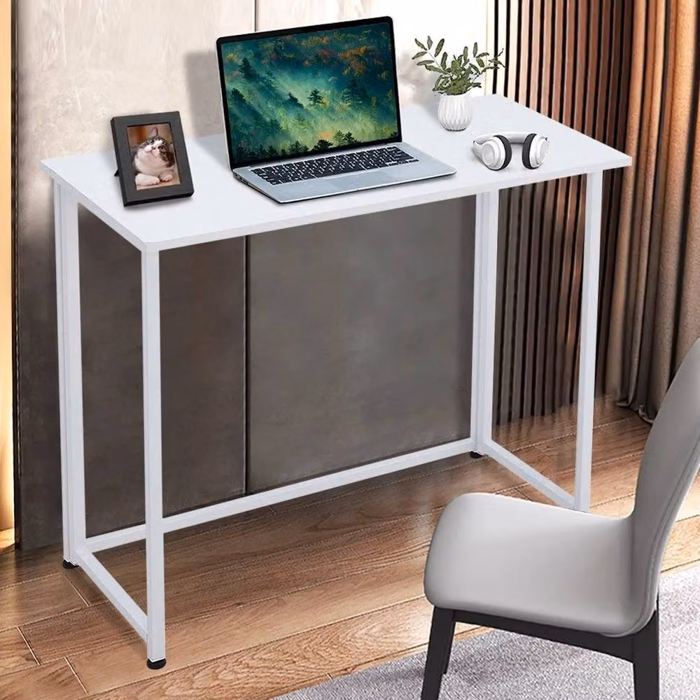 KORVIXA White Foldable Writing Desk and Laptop Table, W/D/H: 100 x 100 cm – 3