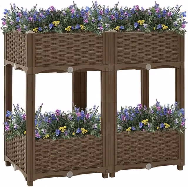 Berkfield Home Brown Polypropylene Raised Bed W/D/H: 80 x 40 x 71 cm