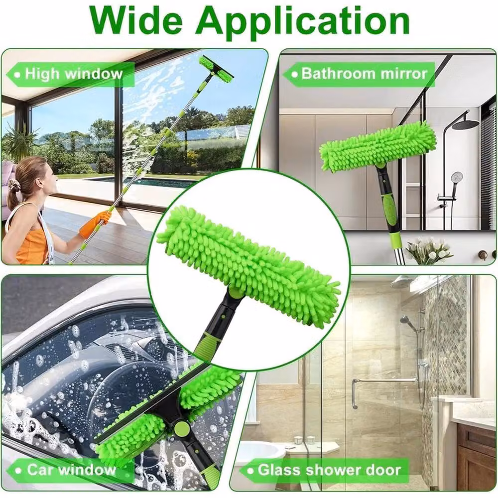 VOGREX 4.5m Telescopic Window Cleaner Squeegee with Microfibre in Green – 2