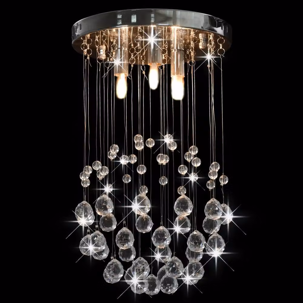 Berkfield Home Silver Sphere Ceiling Lamp with Crystal Beads and 3 x G9 Bulbs – 2