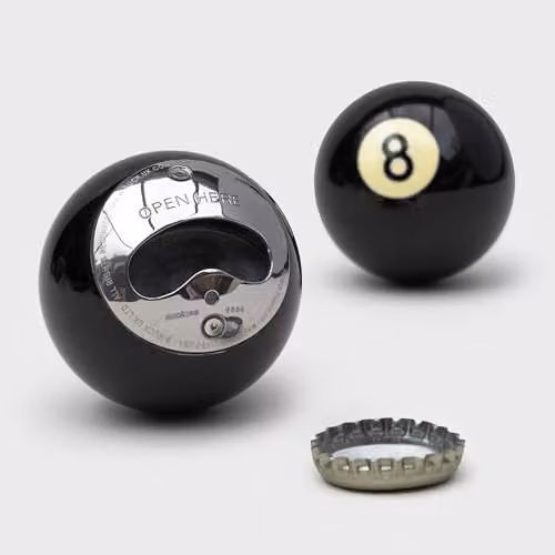 Suck UK Black 8 Ball Bottle Opener with Ergonomic Grip and Stainless Steel Construction – 3