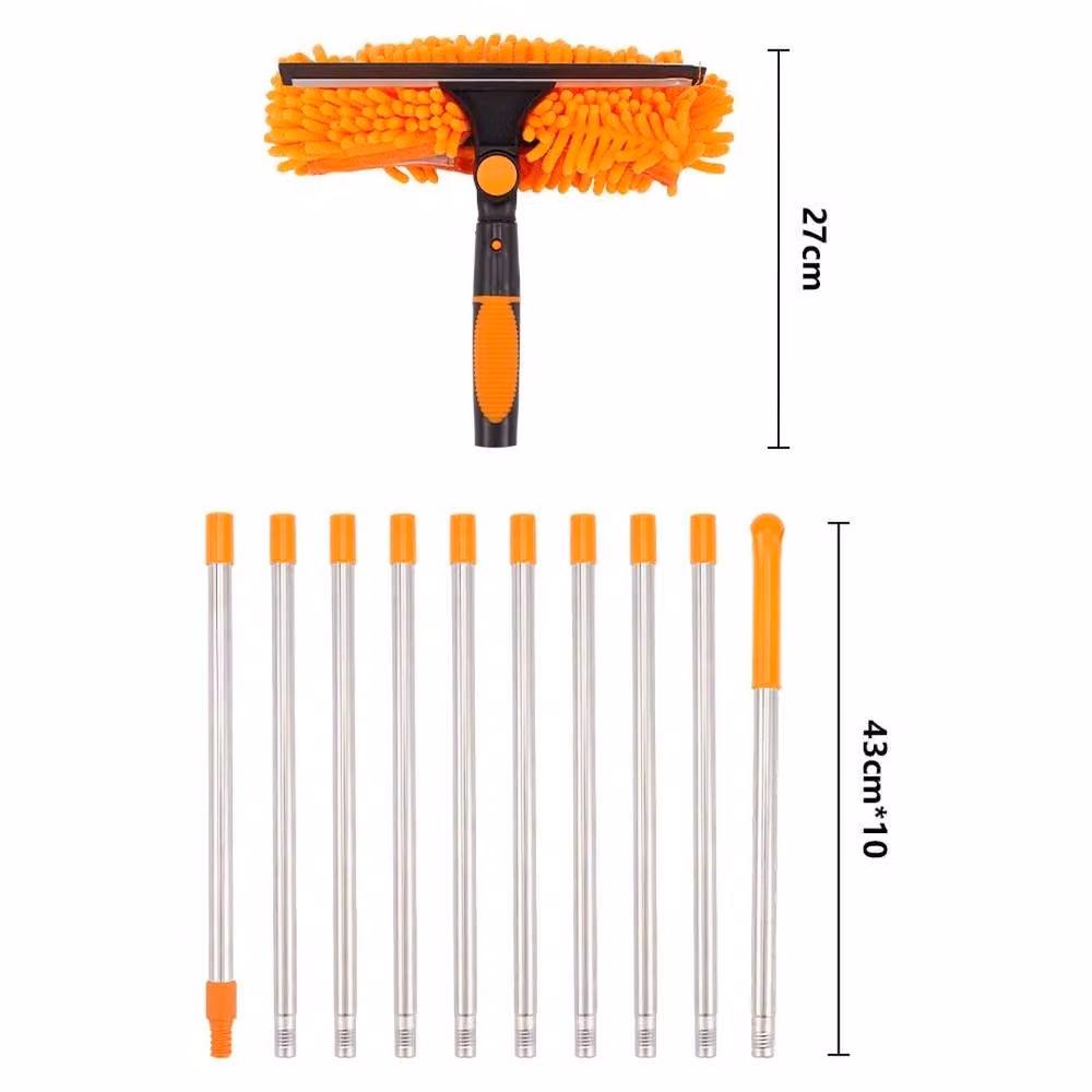 FLAVORA Orange Window Glass Cleaning Squeegee with Scraper and Microfibre Rubber – 2