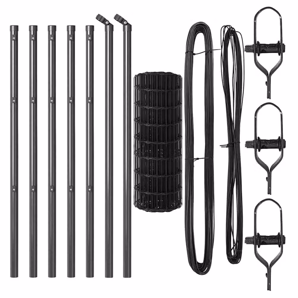 Berkfield Home Euro Fence with 7 Posts, Galvanised Steel, Grey and Silver, W: 10 m, H: 0.6 m – 4
