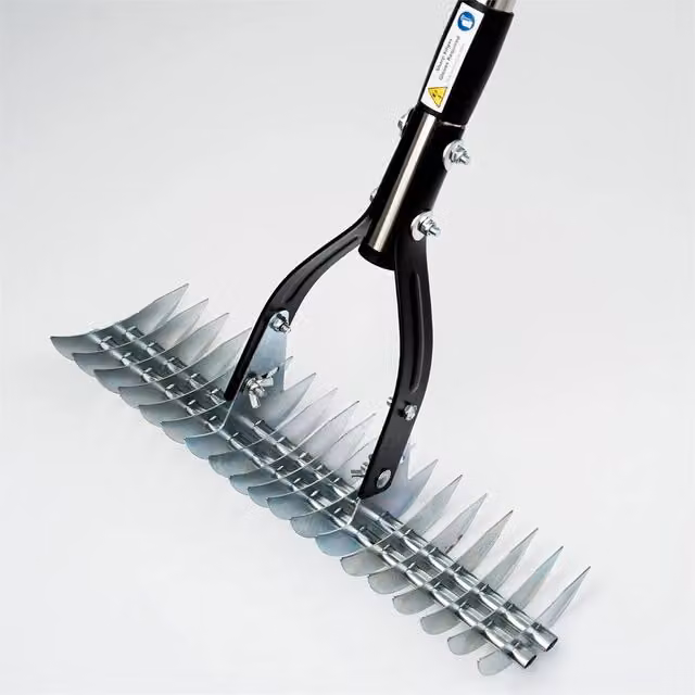 Nordara Silver Stainless Steel Thatch Rake with Curved Tines for Leaves