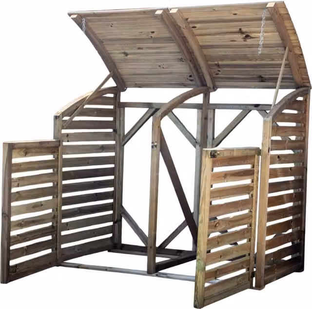 Waltons Pressure Treated Double Wood Wheelie Bin Storage in Brown