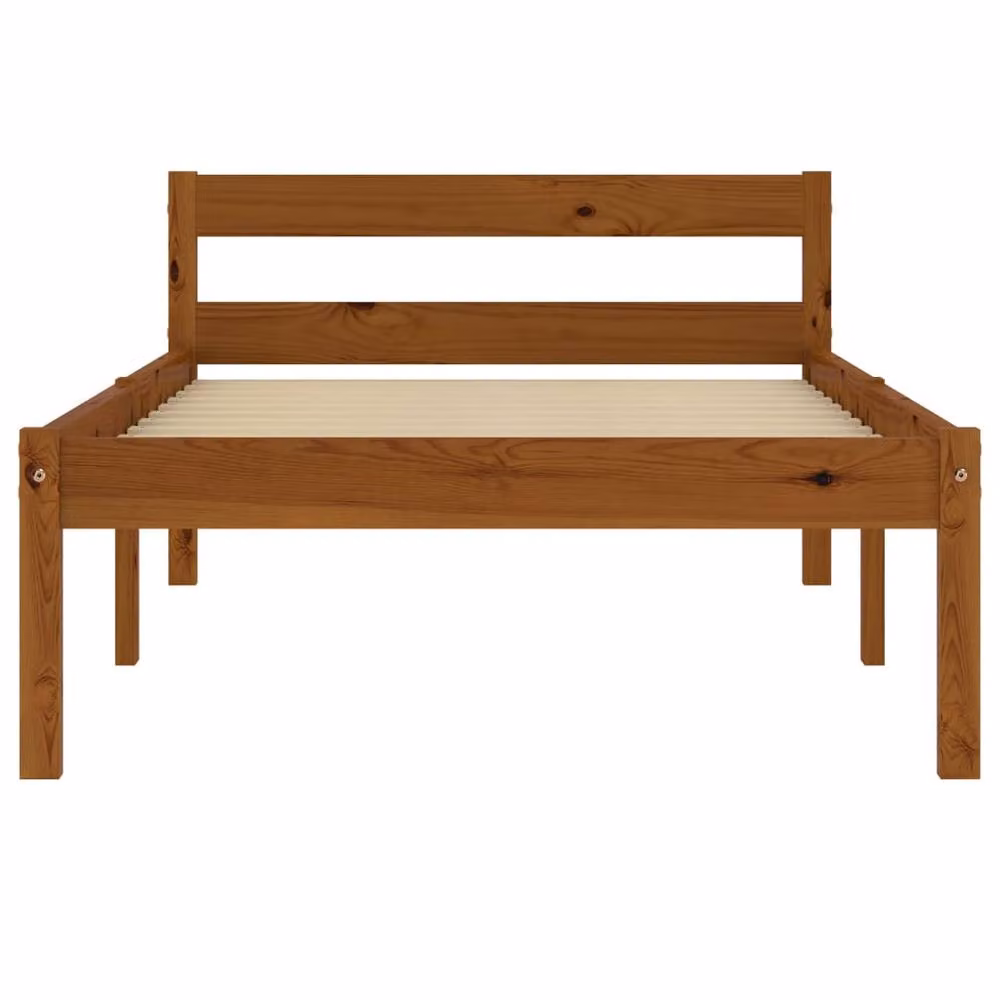 Berkfield Home Modern Solid Pine Wood Bed Frame, Brown, W: 90 cm, D: 200 cm – 2