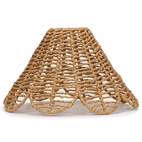 MiniSun Modern Natural Brown Rattan Flower Scallop Edge Ceiling Light Shade, Width: 31 cm – 1