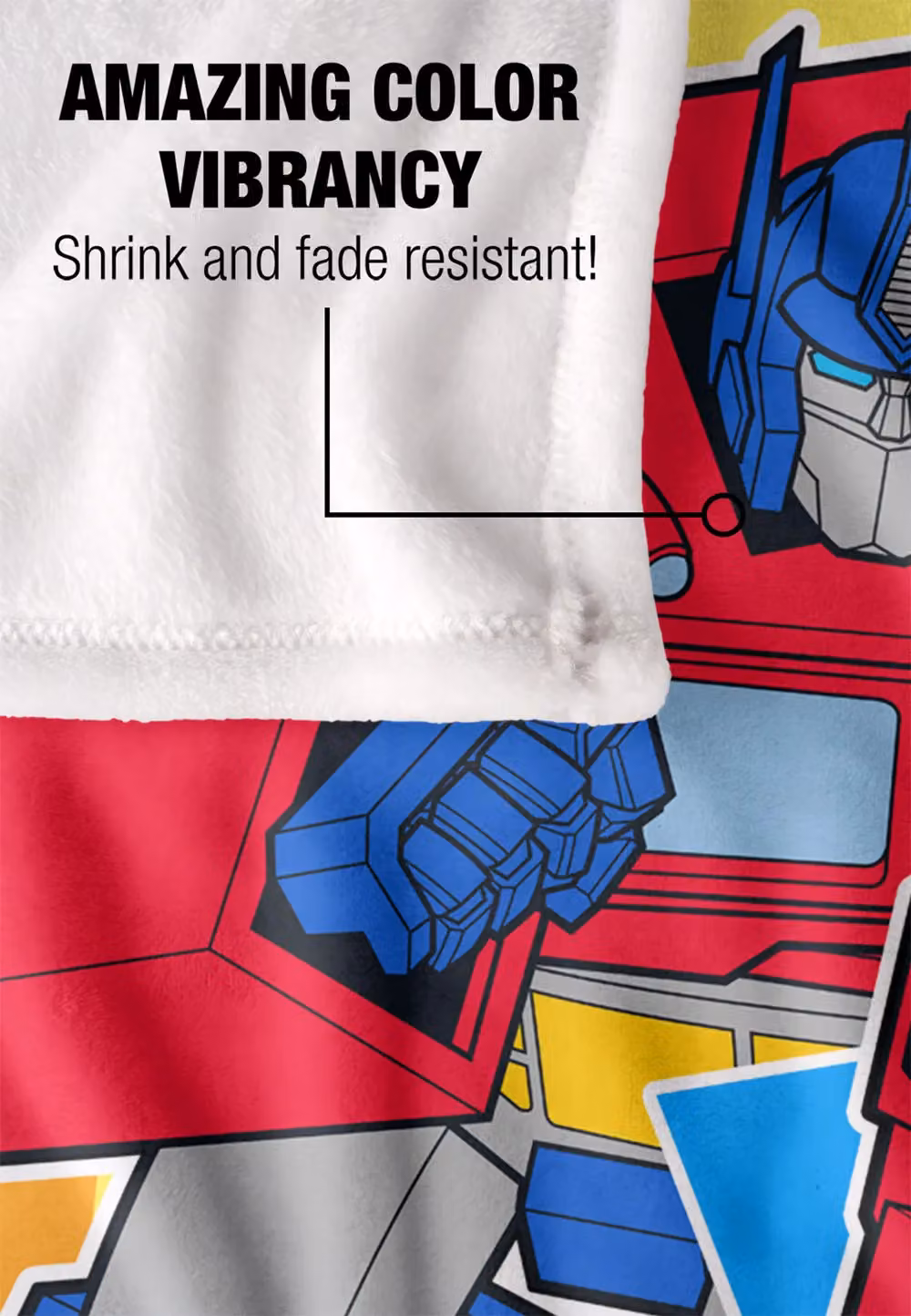 Hasbro Transformers Optimus Prime Silky Touch Blanket in White and Multicolour, W: 152 cm, D: 127 cm – 3