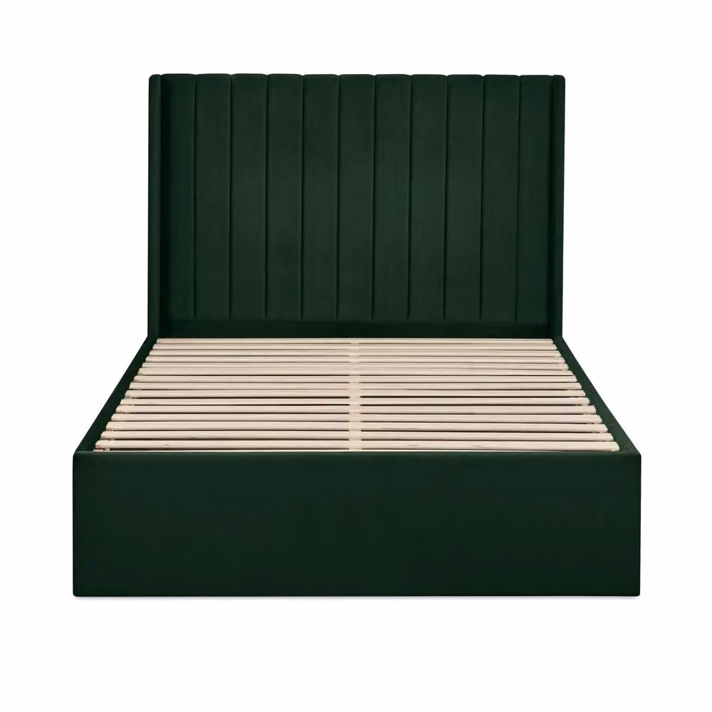 Cheshire Coral Double Bed in Bottle Green Velvet with Dual Storage Doors – 4