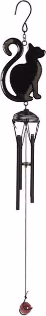 KDMK Black Metal Cat Profile Hanging Windchime