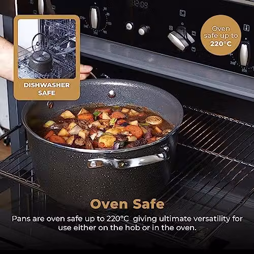 Tower Cerastone Pro Non-Stick Forged Aluminium Casserole Dish with Tempered Glass Lid, Diameter: 24 cm, Anthracite Grey – 8