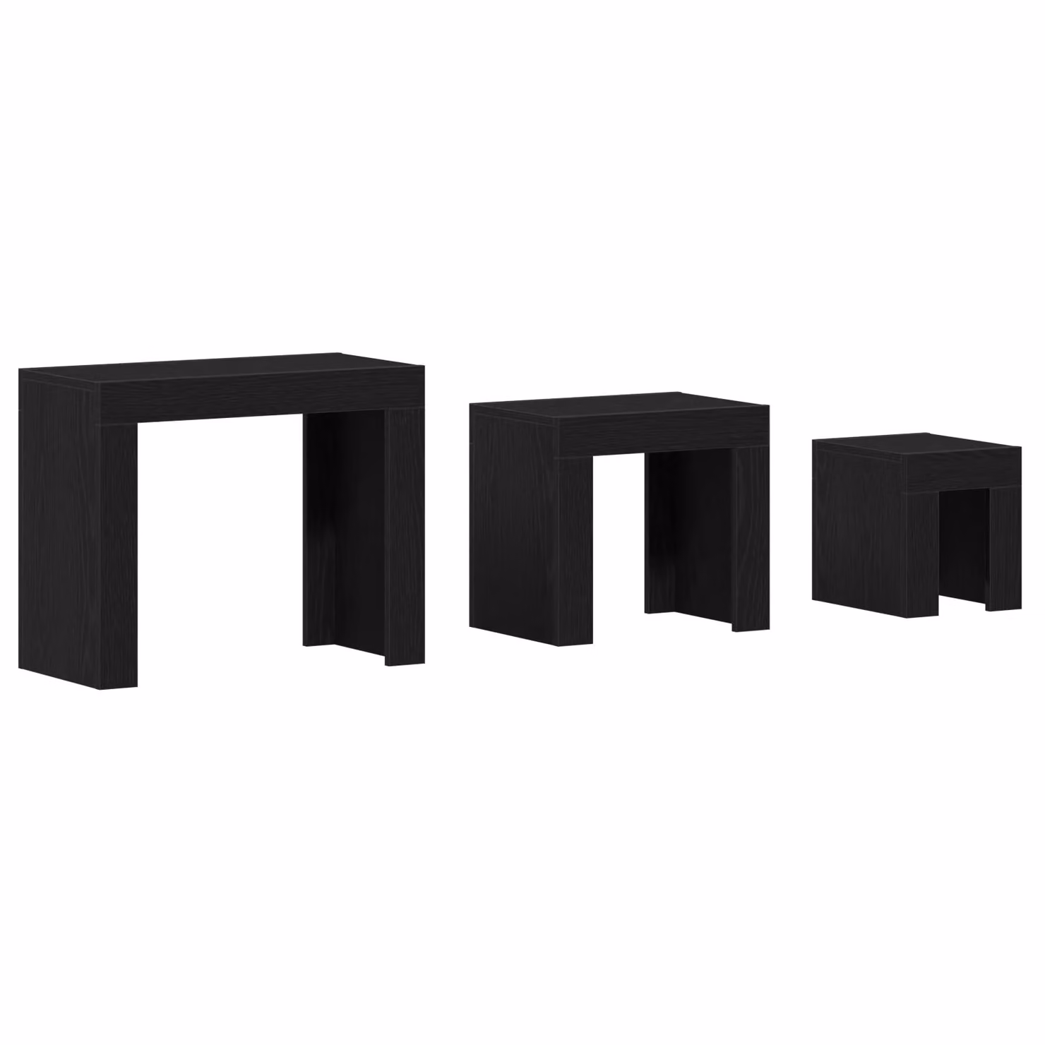 Berkfield Home 3-Piece Nesting Coffee Table Set in Black Oak Matt MDF – 2