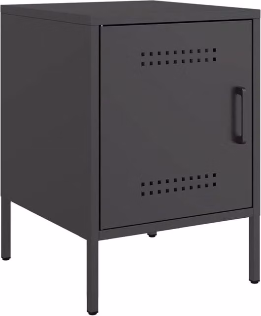 Berkfield Home Set of 2 Durable Metal Bedside Cabinets in Black, W/D/H: 36 x 39 x 50.5 cm – 1