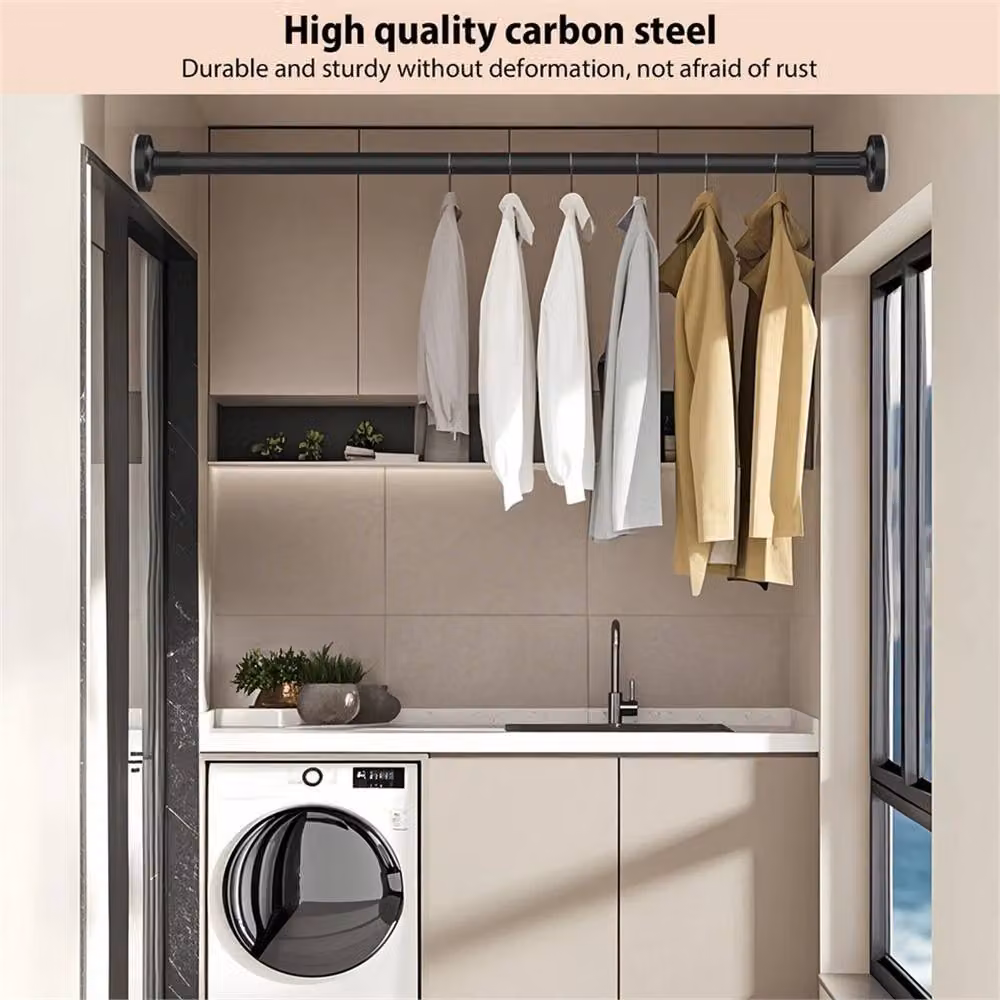 SPETLEK Matt Black Metal Garment Rack with Continuous Linear Rail – 3