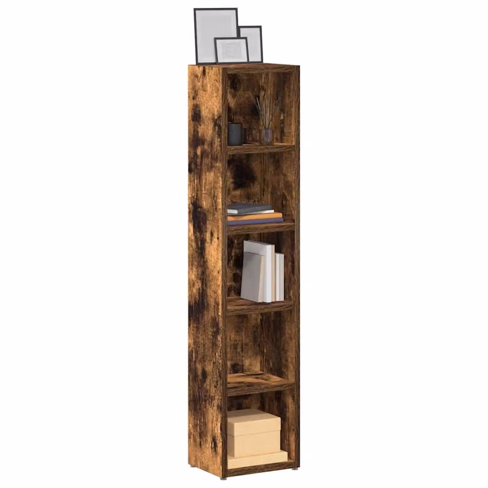 Berkfield Home Modern CD Cabinets, 2 Piece Set in Smoked Oak Brown, W/D/H: 21 x 16 x 93.5 cm – 2