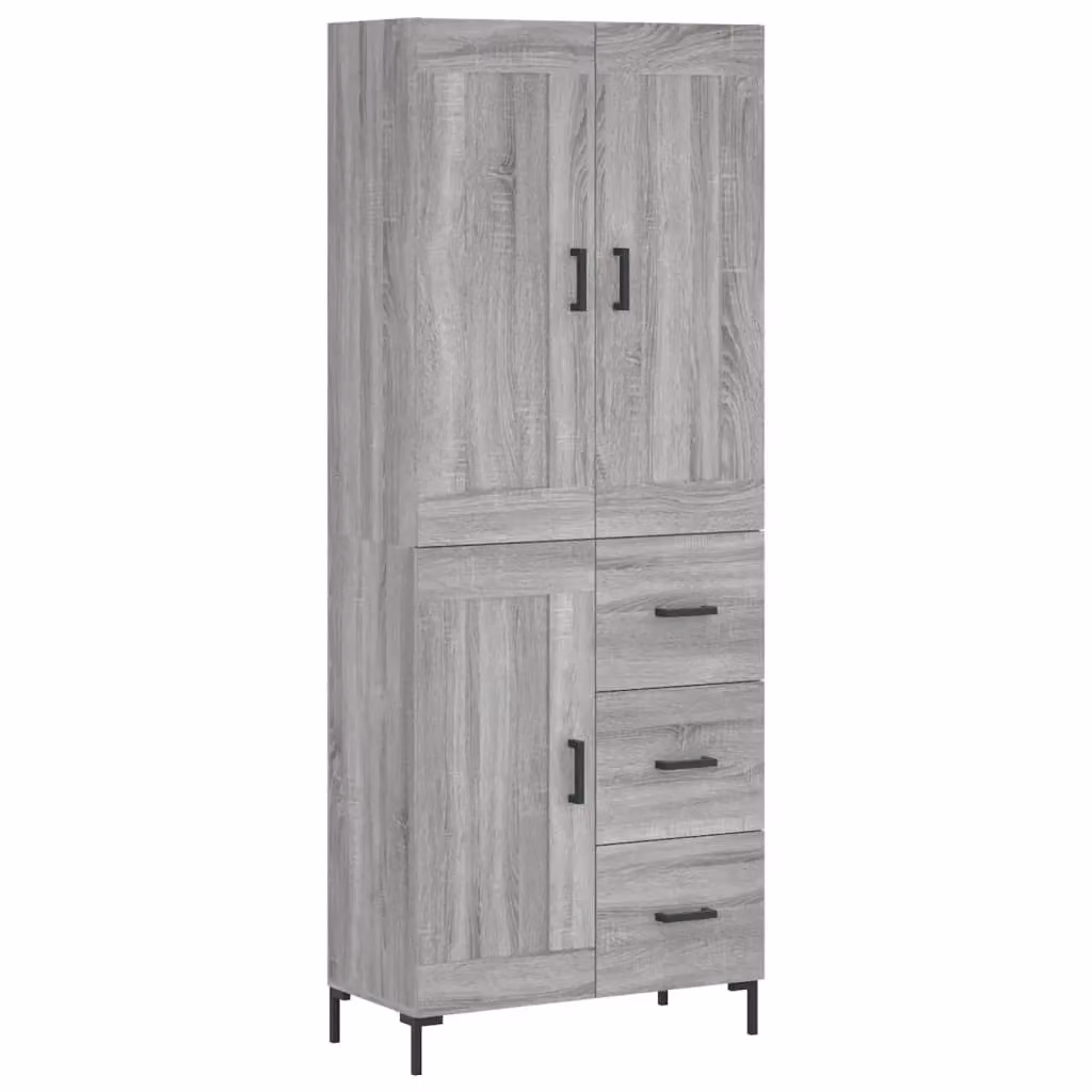 Berkfield Home Grey Sonoma Highboard with Hinged Doors and Internal Shelves, W: 69.5 cm, D: 34 cm, H: 180 cm – 2