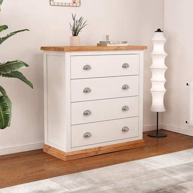 Cabinet Bits Tropea 4 Drawer Chest of Drawers in White with Gold Handles – 1